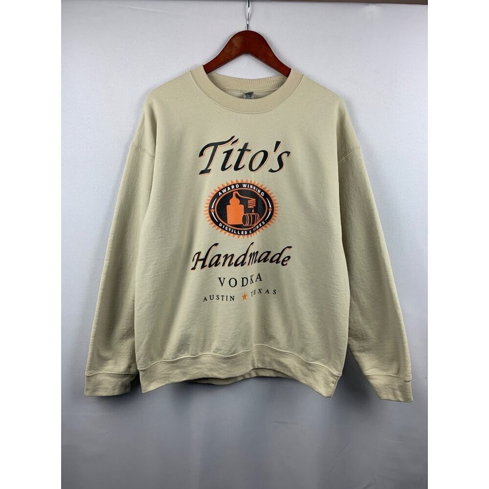 Women’s Gildan Beige Tito’s Graphic Design Sweater Size L